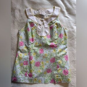 Lilly Pulitzer white label- The Good Life print S Top with Keyhole Neckline
